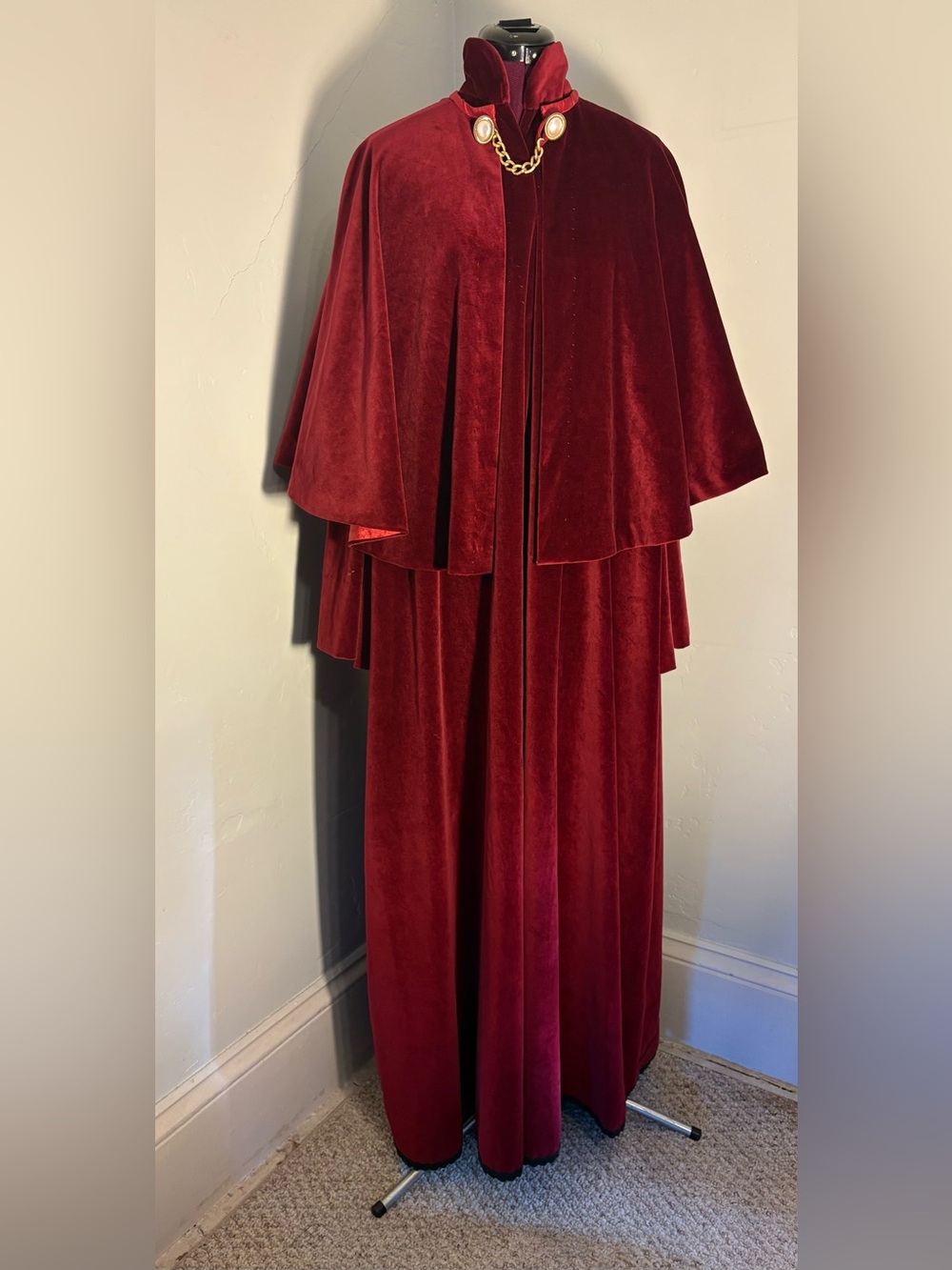 Claret robe cardinal red costume cosplay fetish wear club 100% cotton velveteen